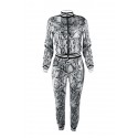 Lovely Casual Patchwork Snakeskin Printed Two-piece Pants Set