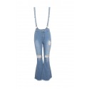 Lovely Casual Flared Hollow-out Blue One-piece Jumpsuit