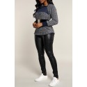 Lovely Casual Patchwork Black Sweatshirt Hoodie(Without Belt)