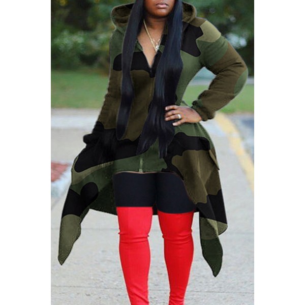 Lovely Casual Hooded Collar Camouflage Printed Hoodie
