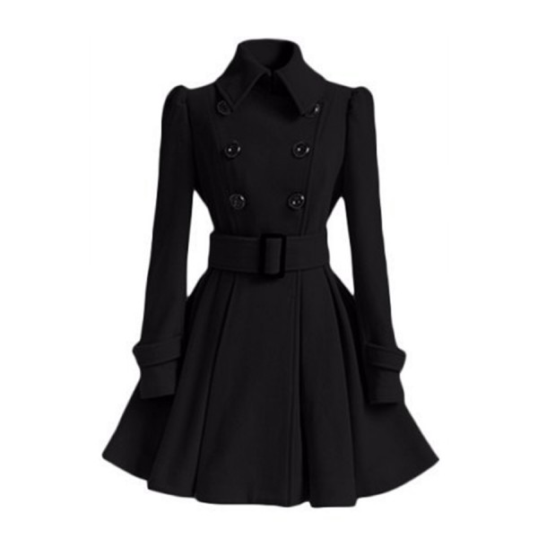 Lovely Casual Buttons Design Black Trench Coat