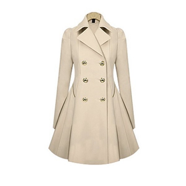 Lovely Casual Buttons Design Beige Coat