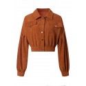 Lovely Casual Buttons Brown Jacket