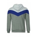 Slimming Trendy Hooded Personality Color Splicing Long Sleeves Men's Thicken Hoodies - Light Gray M