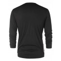 Casual V Neck Color Block T-shirt - Black L