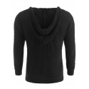 Claw Button Decorated Hooded Sweater - Black Xl