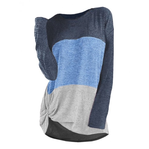 Plus Size Colorblock Twisted Drop Shoulder T-shirt - Multi-c 2x