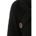 Buttoned Cowl Neck Overlap Pullover Plus Size Sweater - Black 1x
